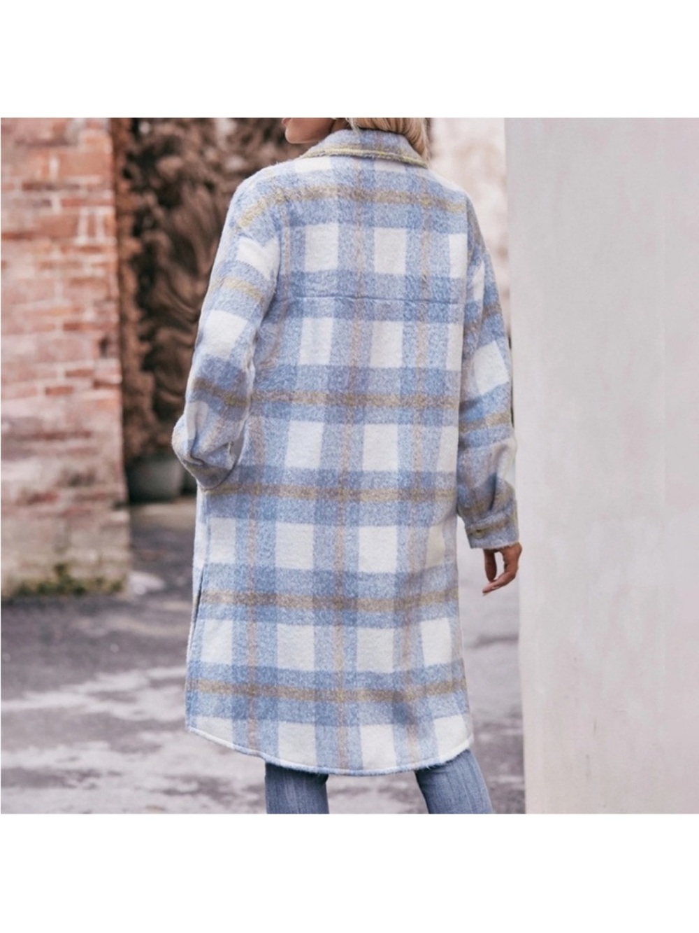 MABLE Long Plaid Heavy Shirt Jacket - Picture 2 of 9